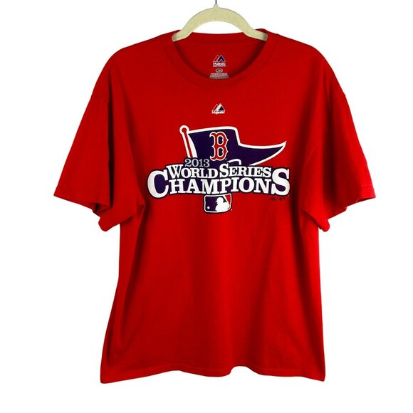 Majestic Boston Red Sox 2013 World‎ Series Shirt Unisex Large Red Baseball MLB - Picture 1 of 6